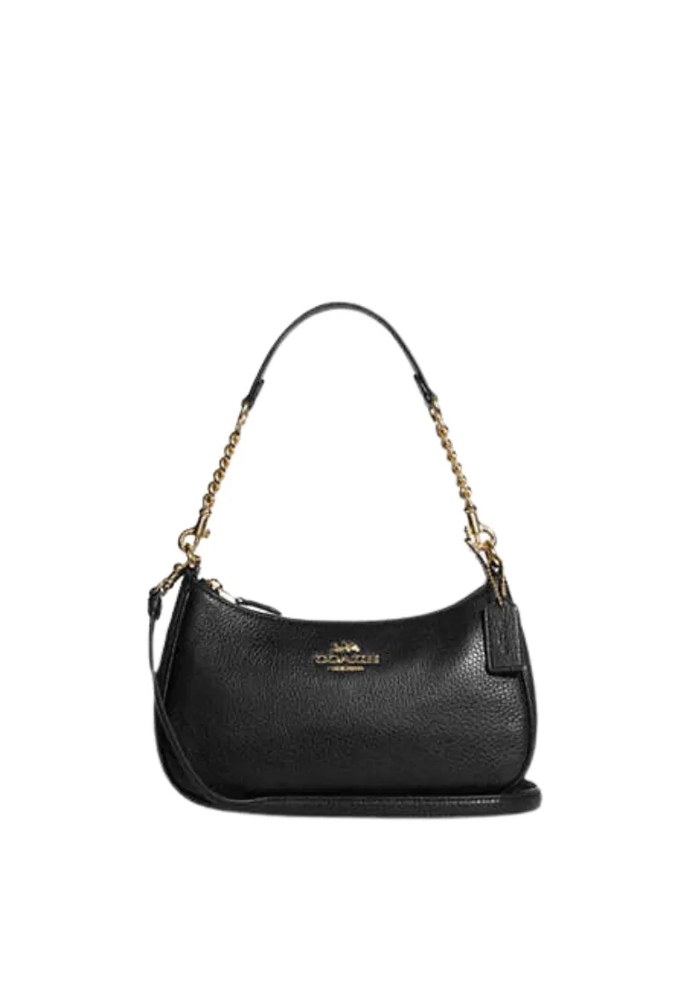 ( PREORDER ) Coach Teri
 Shoulder Bag In Pebbled Leather Gold Black


 CA209