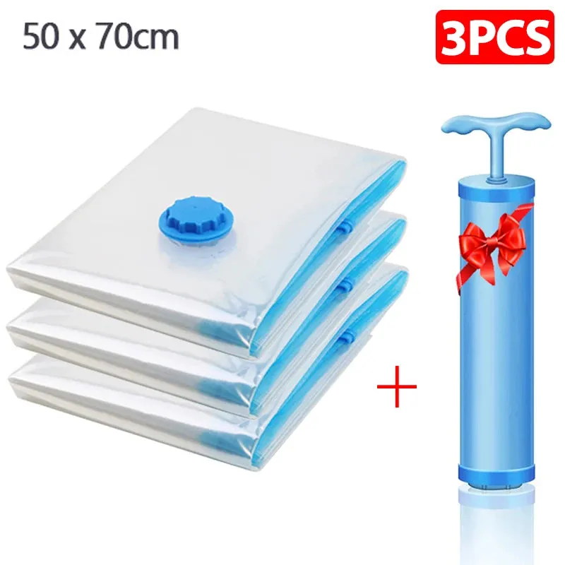 1/5/10pc Vacuum Storage Bags,for Bedding,Pillows,Towel,Clothes Space Saver Travel Storage Bag,With Hand-Pump,Vacuum Bag Package