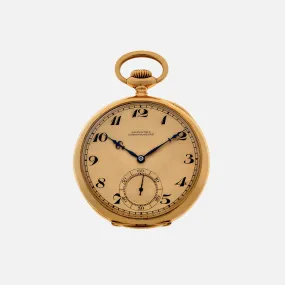 1927 Longines Pocket Watch Chronometer In 18k Yellow Gold