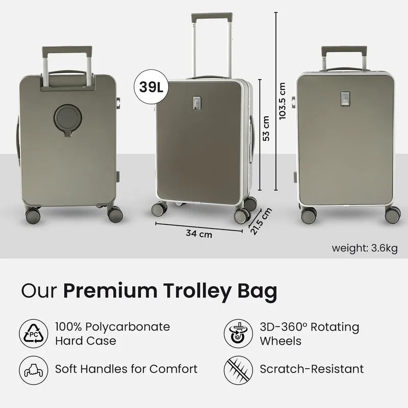 20 inch Trolley Bag - Lightweight Polycarbonate Suitcase | 39 Liters | Dark Gold