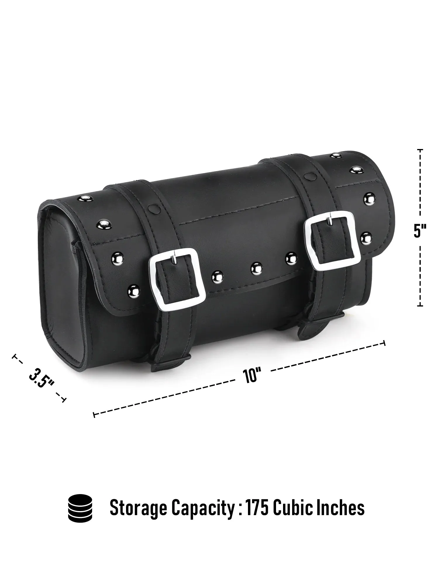 2L - Armor Studded Triumph Leather Motorcycle Handlebar Bag