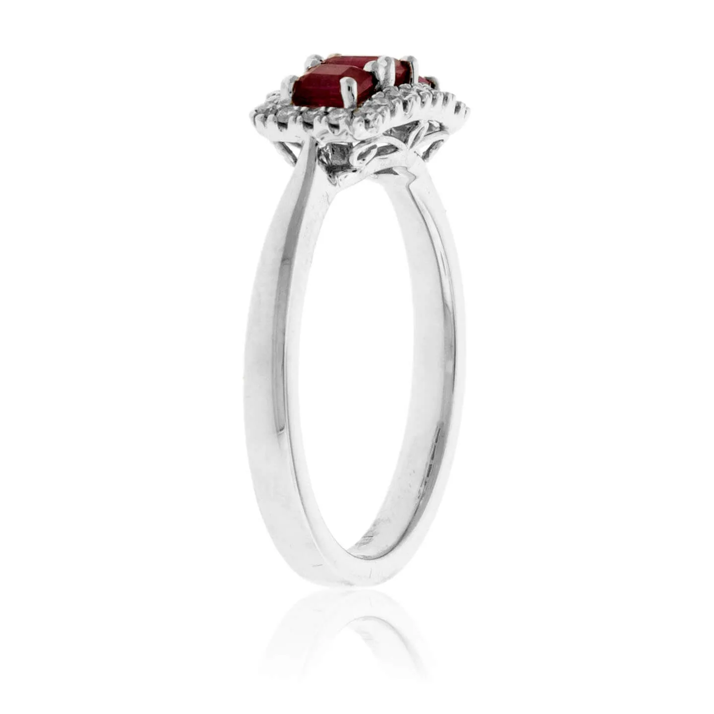 3 Stone Red Emerald and Diamond Ring