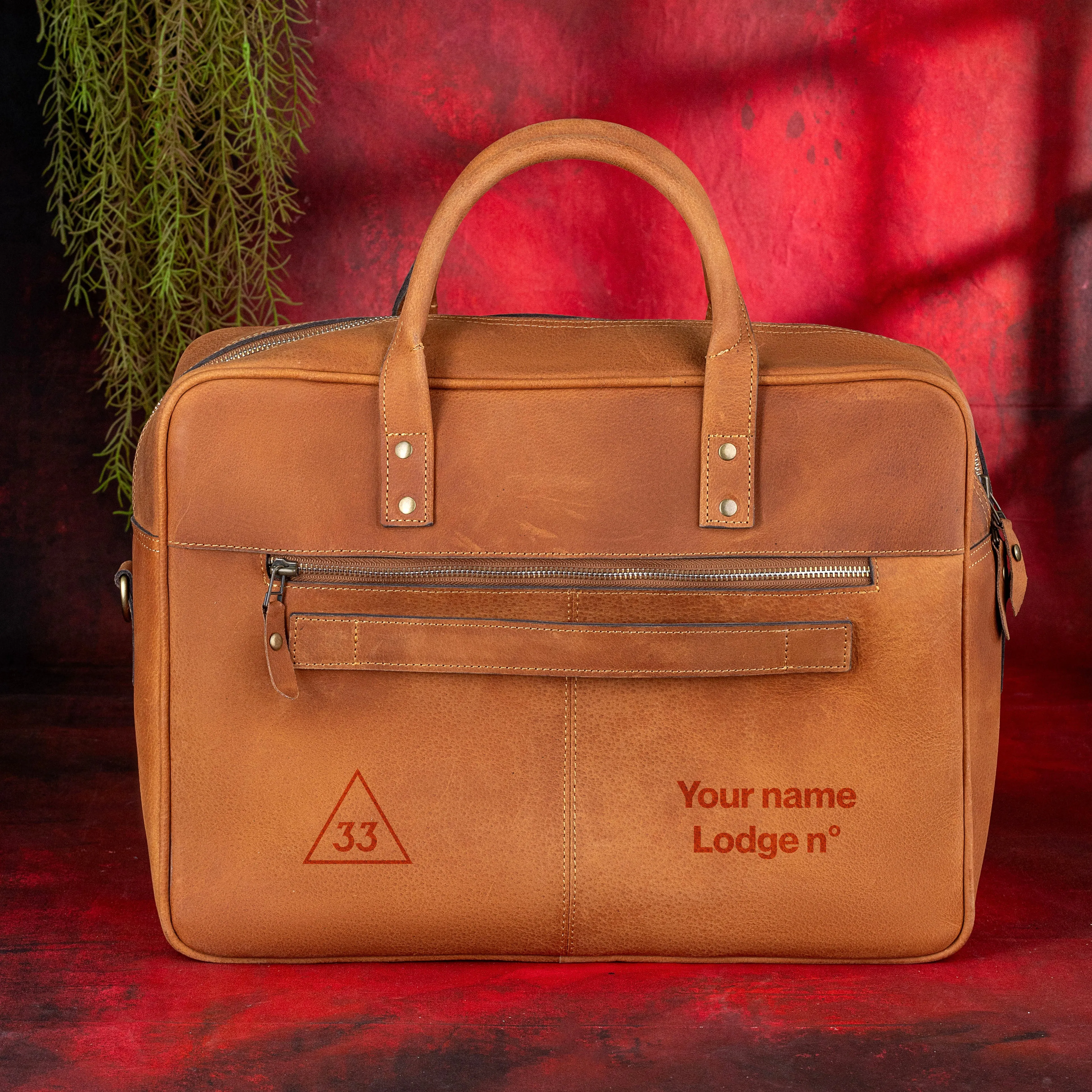 33rd Degree Scottish Rite Briefcase - Brown Leather Crazy Horse finish