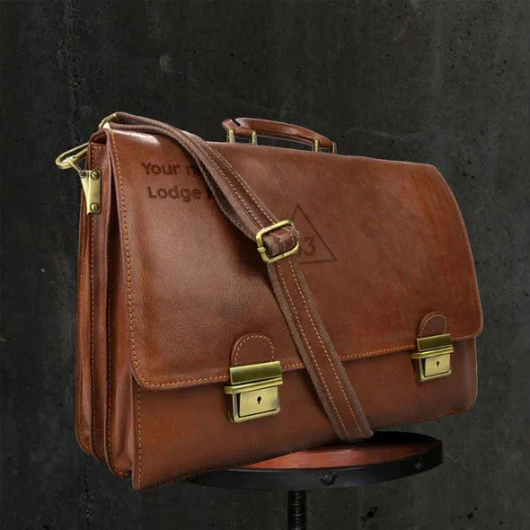 33rd Degree Scottish Rite Briefcase - Genuine Brown Leather