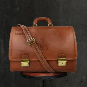 33rd Degree Scottish Rite Briefcase - Genuine Brown Leather