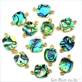 Abalone Shell 12mm Cushion Shape Gold Electroplated Gemstone Connector