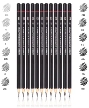 ABOUT SPACE Artist Pencil for Sketching Drawing Art Pack of 12 with Metal Case B 2B 3B 4B 5B 6B 7B 8B HB H 2H F