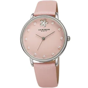 Akribos Xxiv Pink Dial Pink Leather Ladies Watch AK1084PK