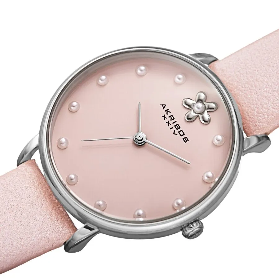 Akribos Xxiv Pink Dial Pink Leather Ladies Watch AK1084PK