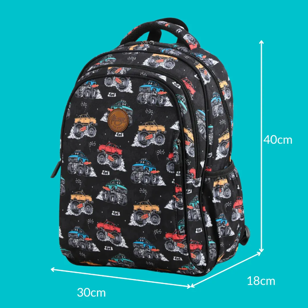 Alimasy Midsize Kids Backpack - Monster Trucks