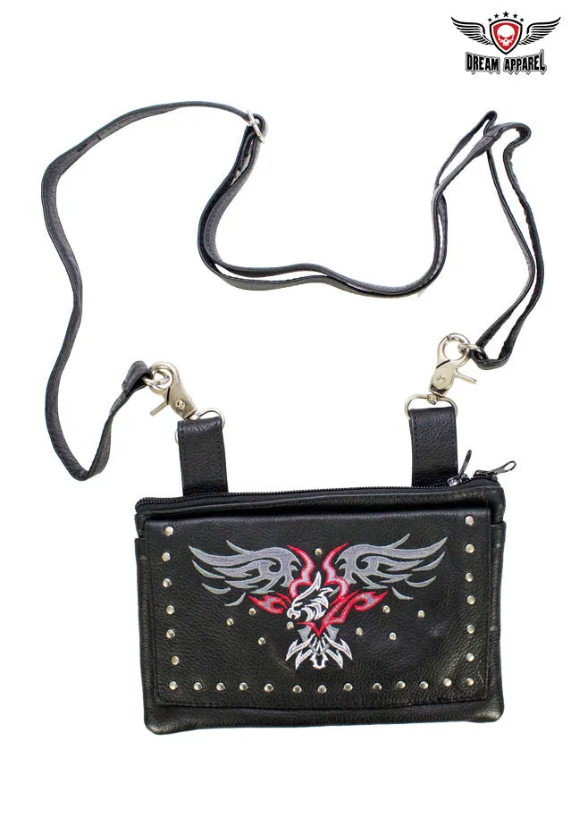 All Naked Cowhide Leather Red Eagle Belt Bag