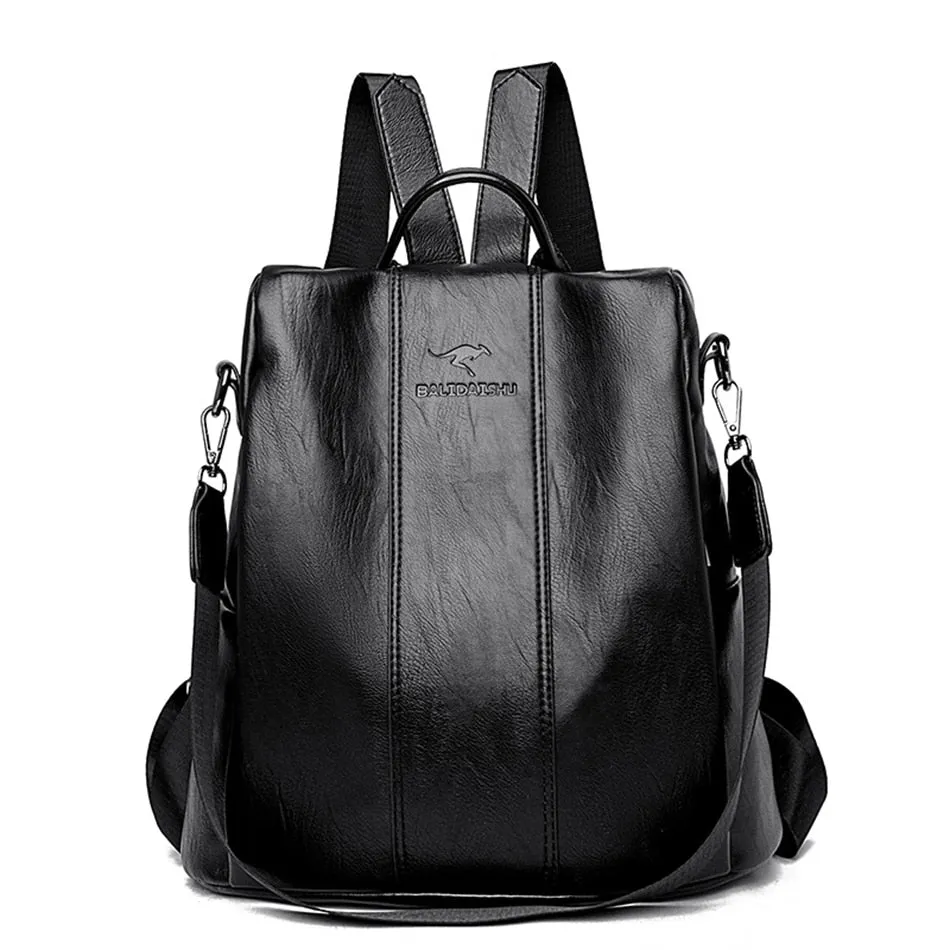 Anti-theft Soft Leather Backpack Women Vintage Shoulder Bag Ladies High Capacity Travel Bagpack School Bag Girl Mochila Feminina