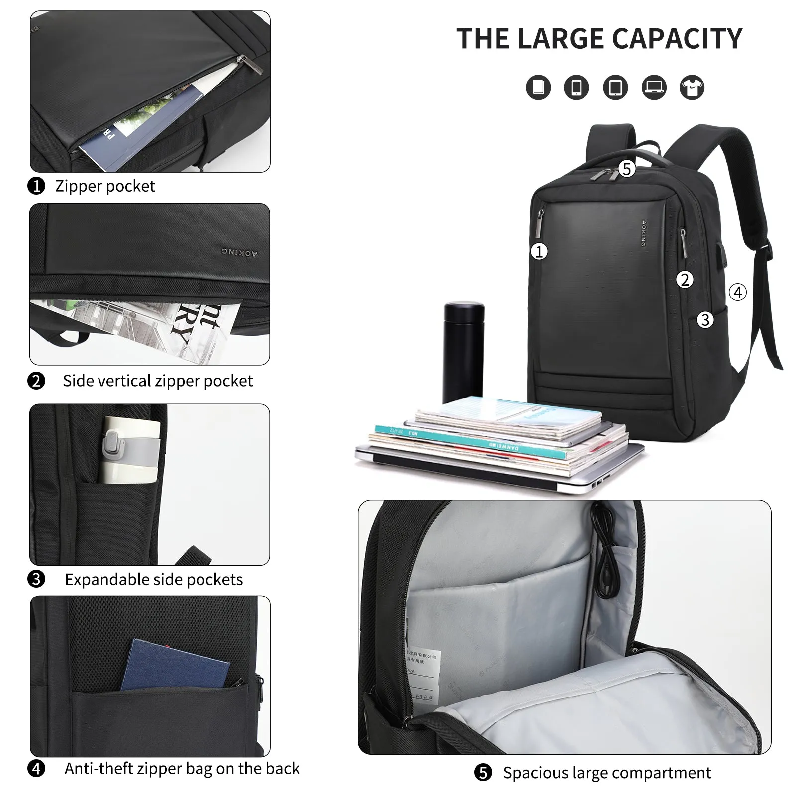 Aoking Sn2116 Anti Theft Travel Laptop Backpack