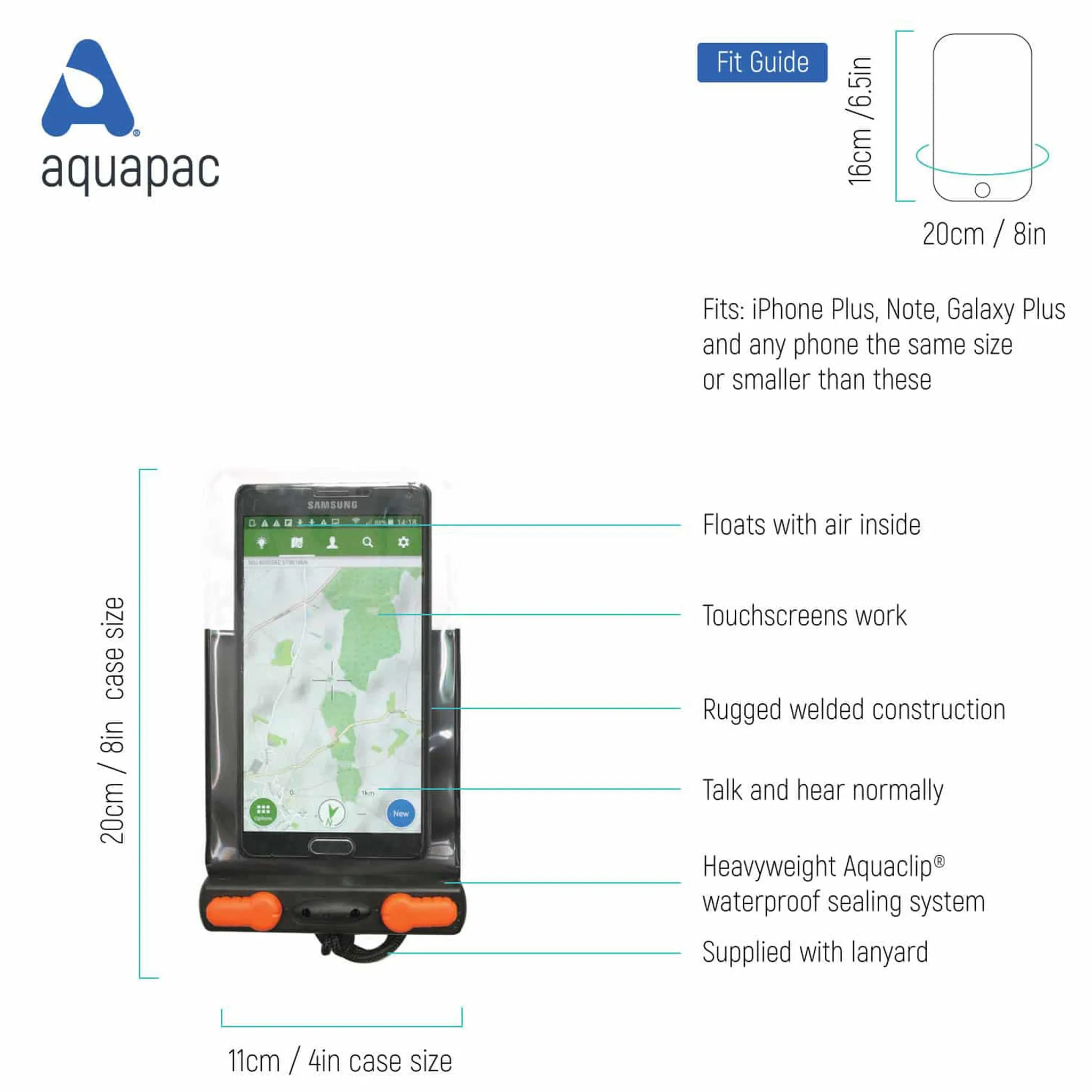 Aquapac Aquasac Economy Waterproof Phone Case iPhones up to 13 & 14 Pro