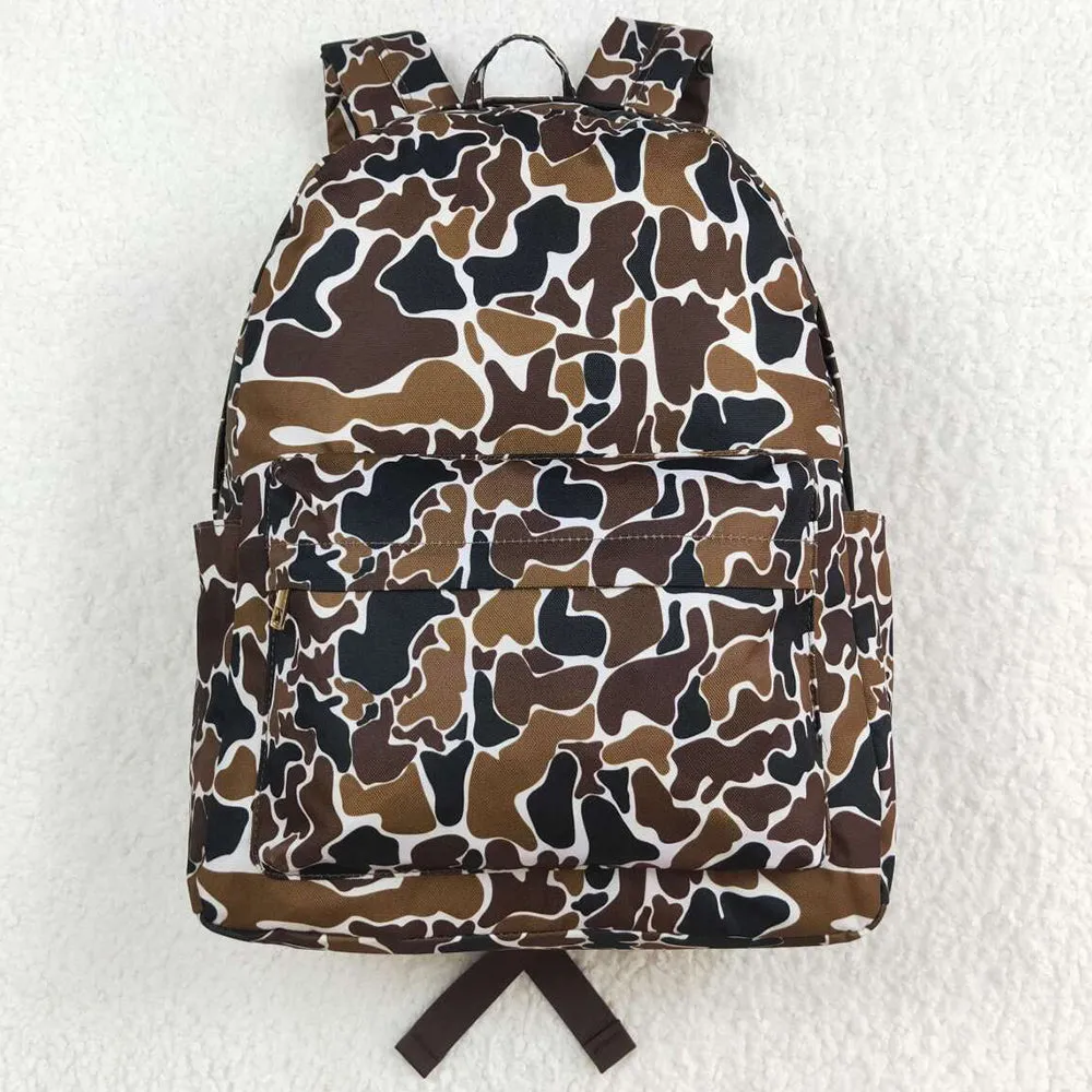 Baby Kids Boys Backpacks Brown Camo Backpack Zip Back Bags BA0236