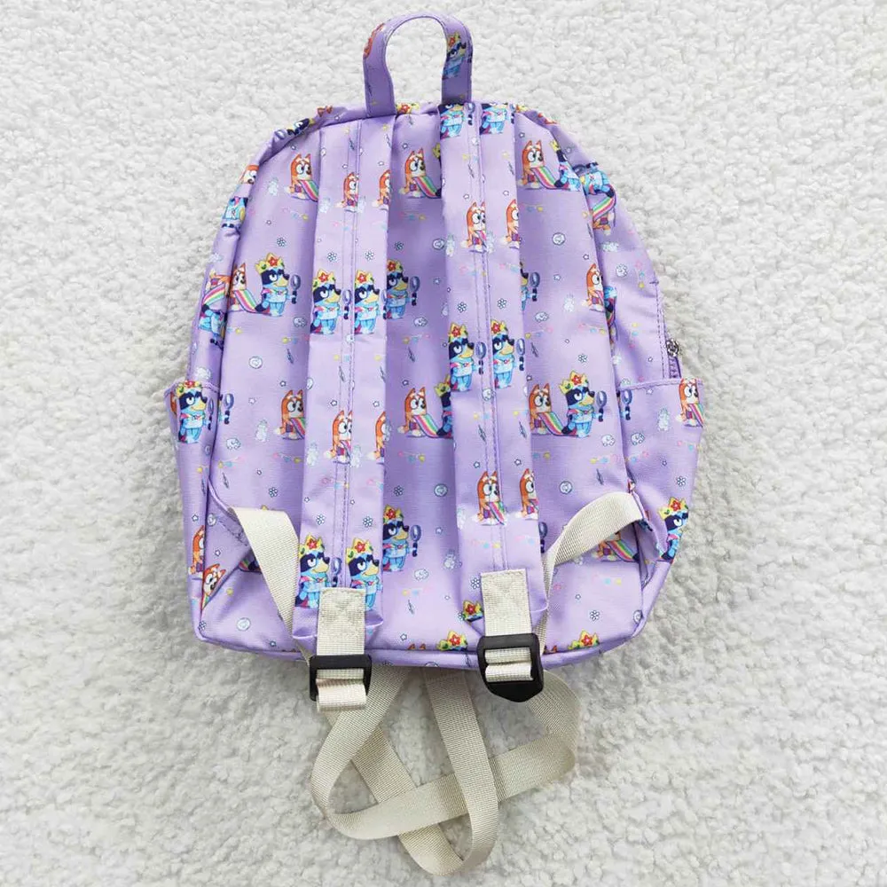 Baby Kids Girls Backpacks Children Dogs Cartoon Purple Backpacks BA0058