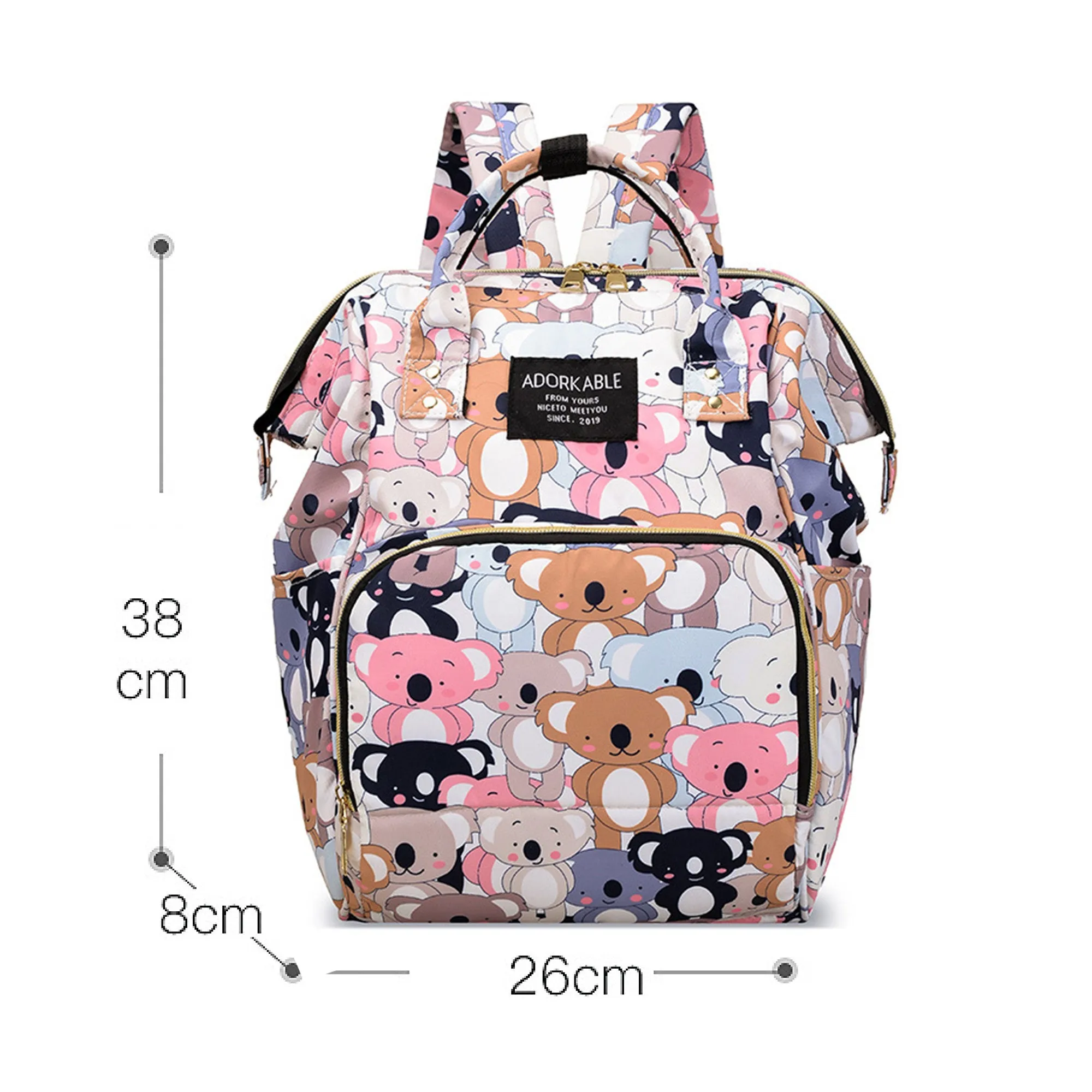 Babymoon Mother Diaper Bag Lightweight Multifunctional Travel Unisex Diaper Backpack | Multi Teddybear