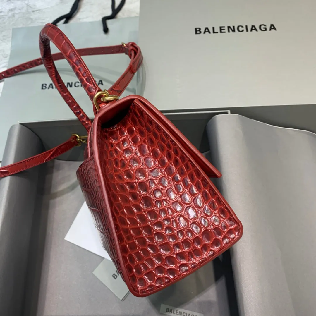 Balen Hourglass Small Handbag In Dark Red, For Women,  Bags 9in/23cm 5935461LRGM6211