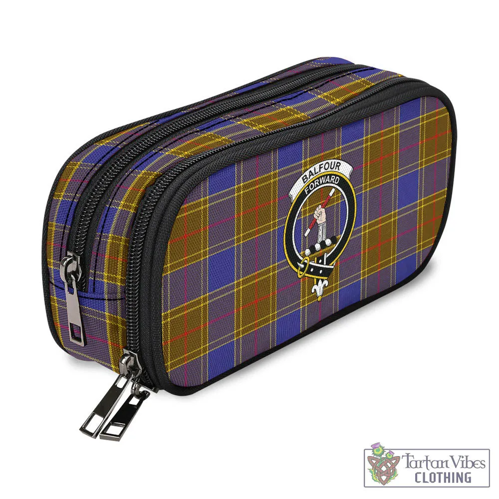 Balfour Tartan Pen and Pencil Case with Family Crest