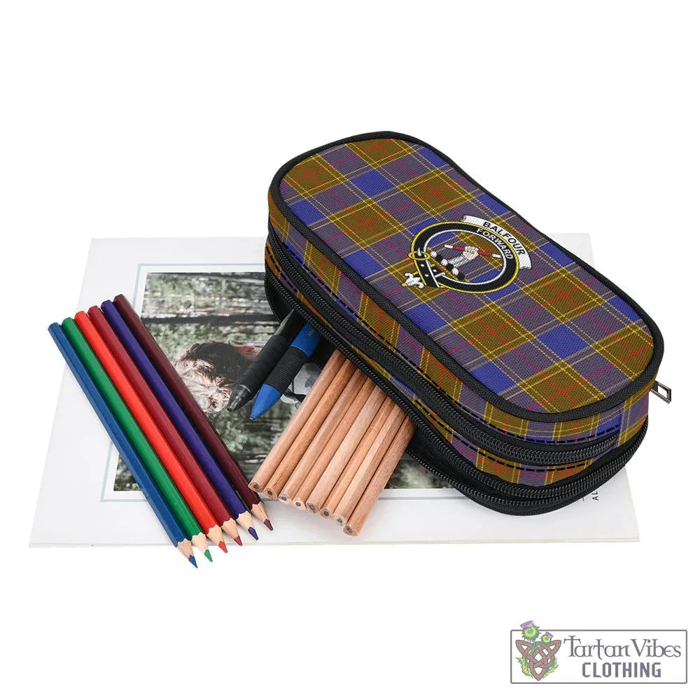 Balfour Tartan Pen and Pencil Case with Family Crest