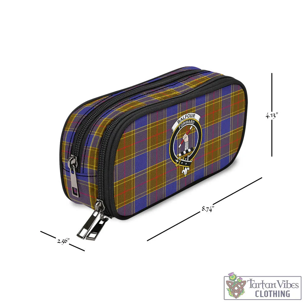 Balfour Tartan Pen and Pencil Case with Family Crest