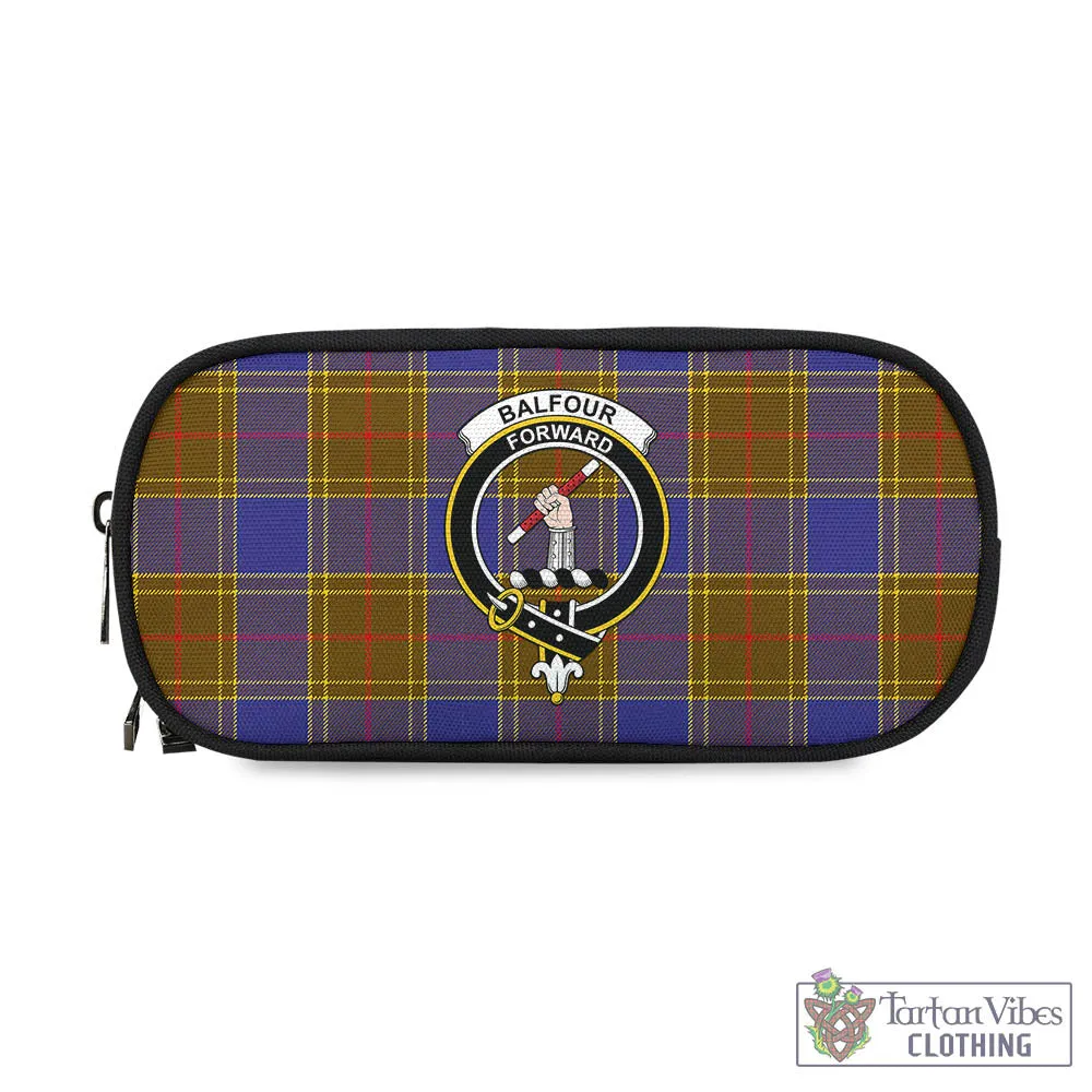 Balfour Tartan Pen and Pencil Case with Family Crest