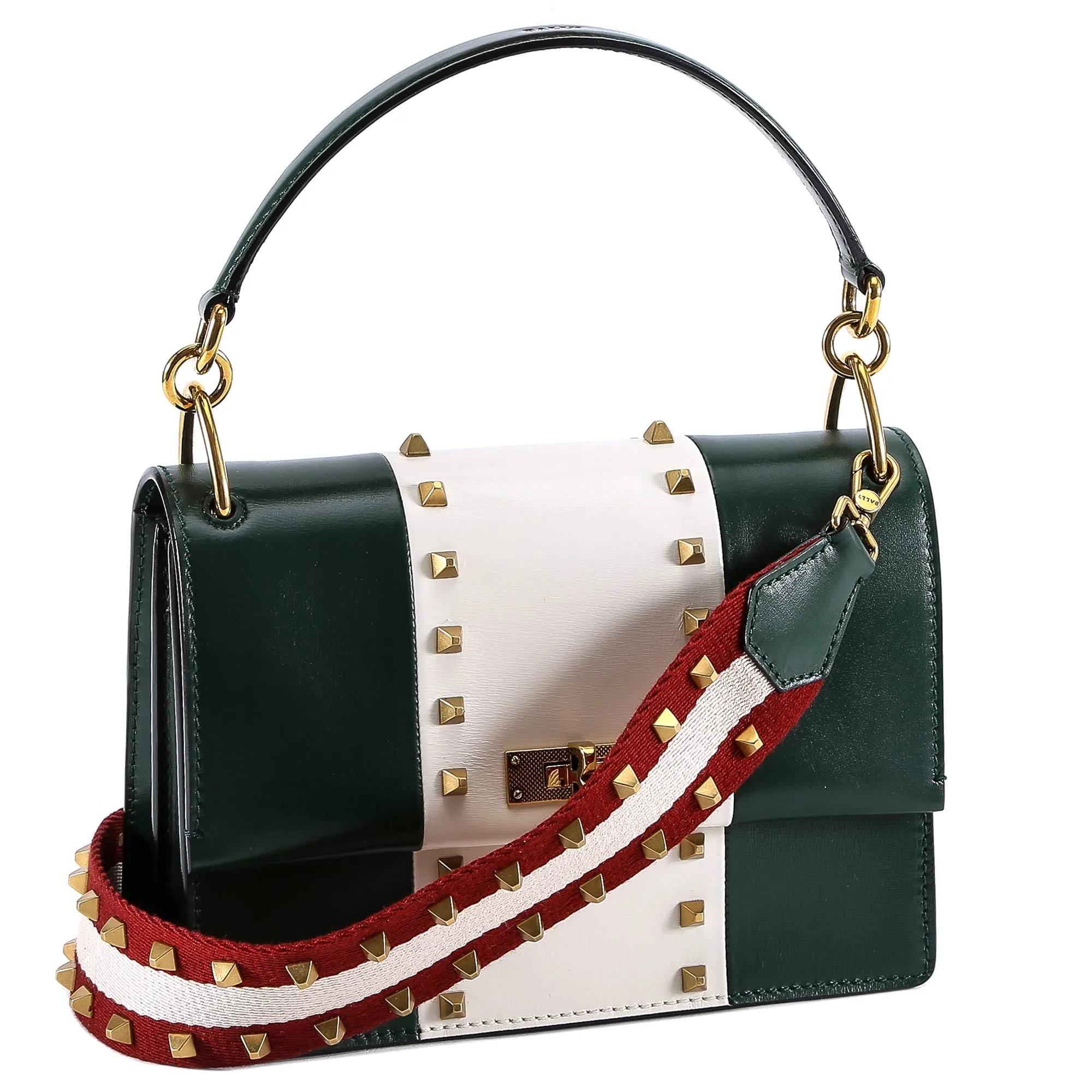 Bally Stripe Studded Shoulder Bag