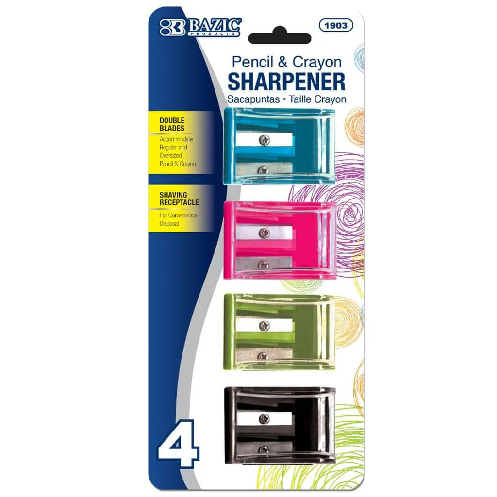 Bazic Dual Blade Square Sharpener with Receptacle Pack of 4