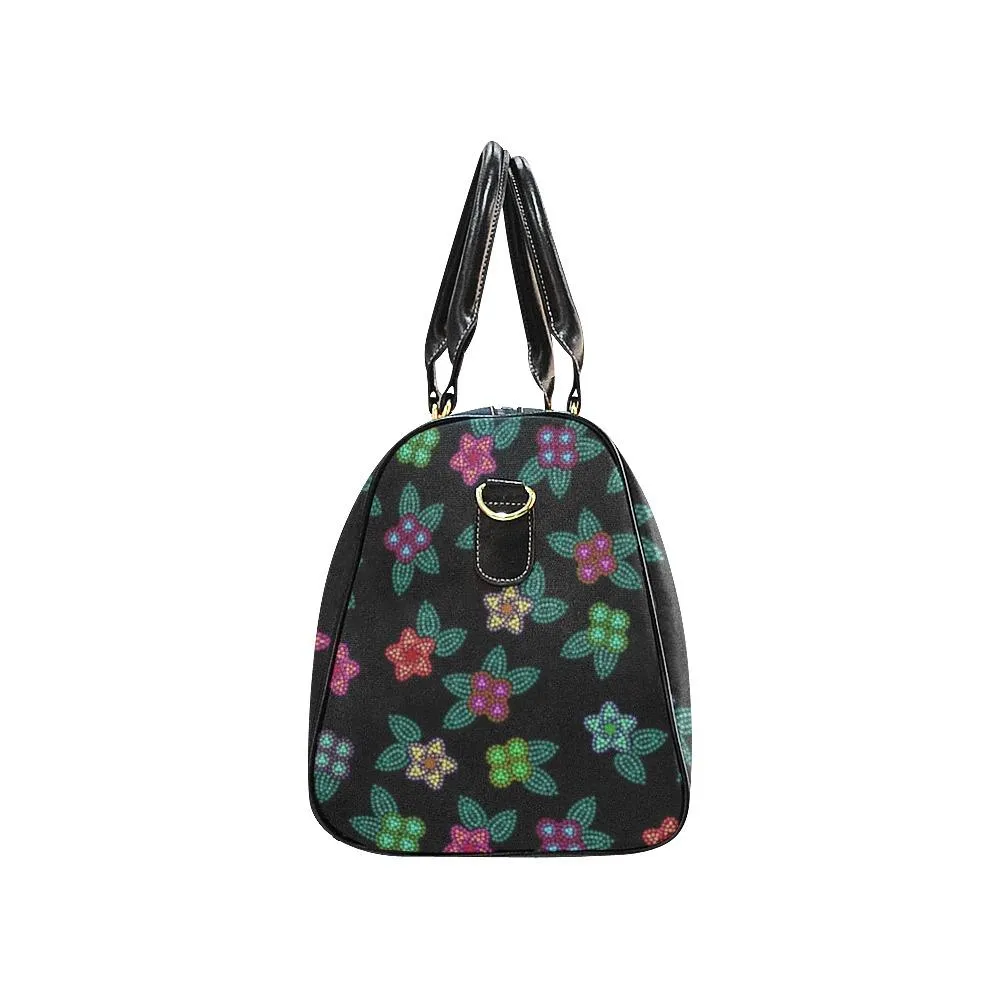 Berry Flowers Black Waterproof Travel Bag