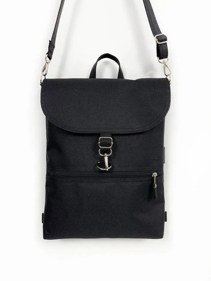 Black Convertible Backpack, Sustainable Laptop Bag