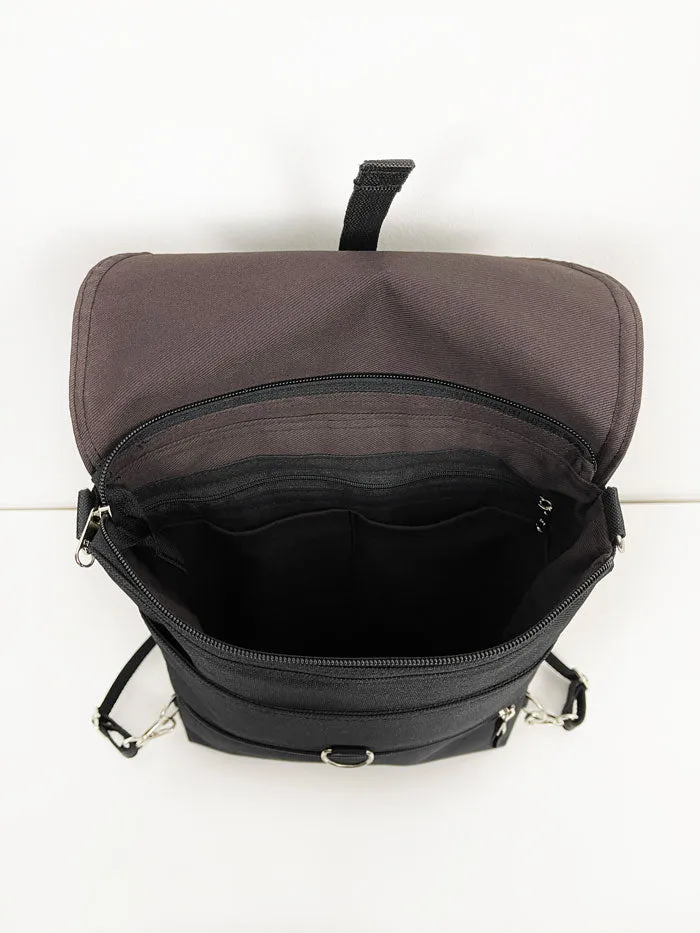 Black Convertible Backpack, Sustainable Laptop Bag