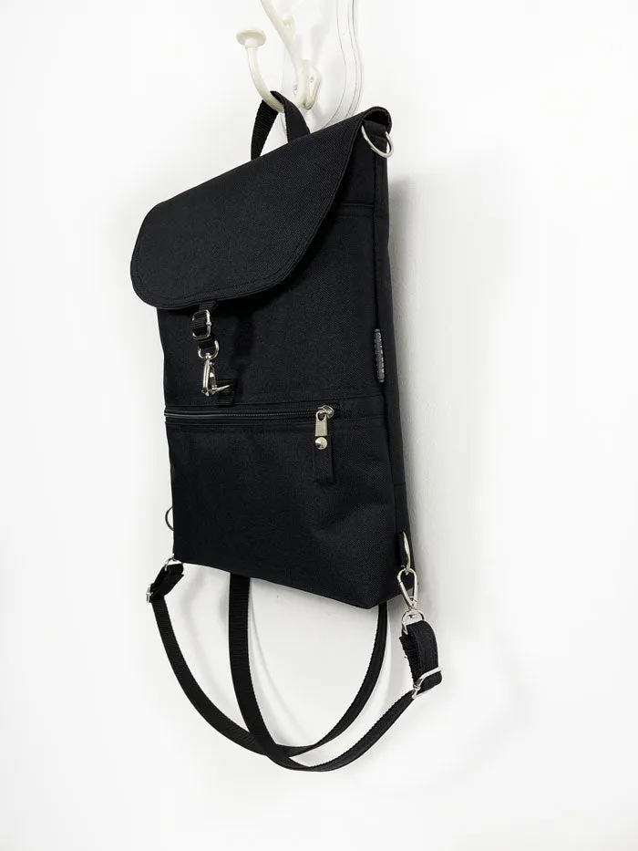 Black Convertible Backpack, Sustainable Laptop Bag