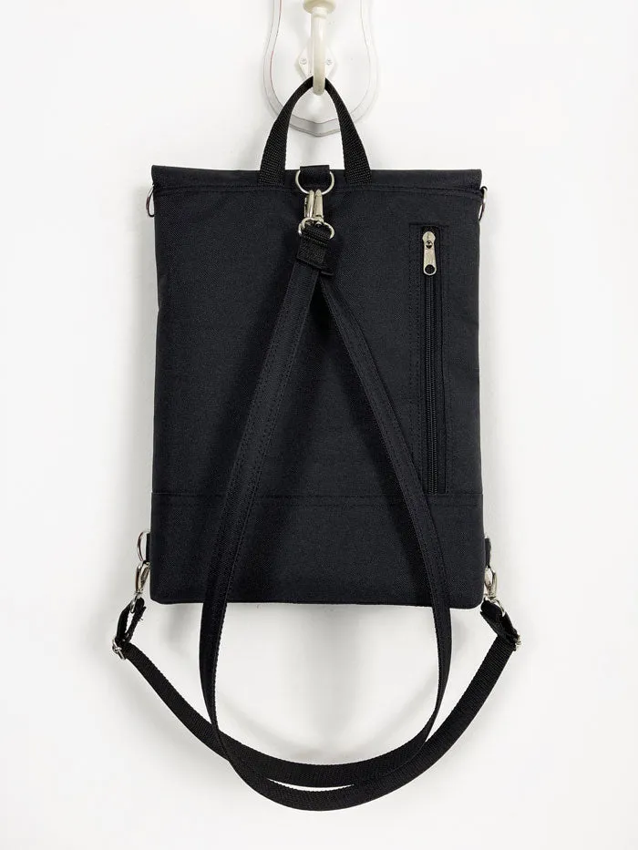 Black Convertible Backpack, Sustainable Laptop Bag