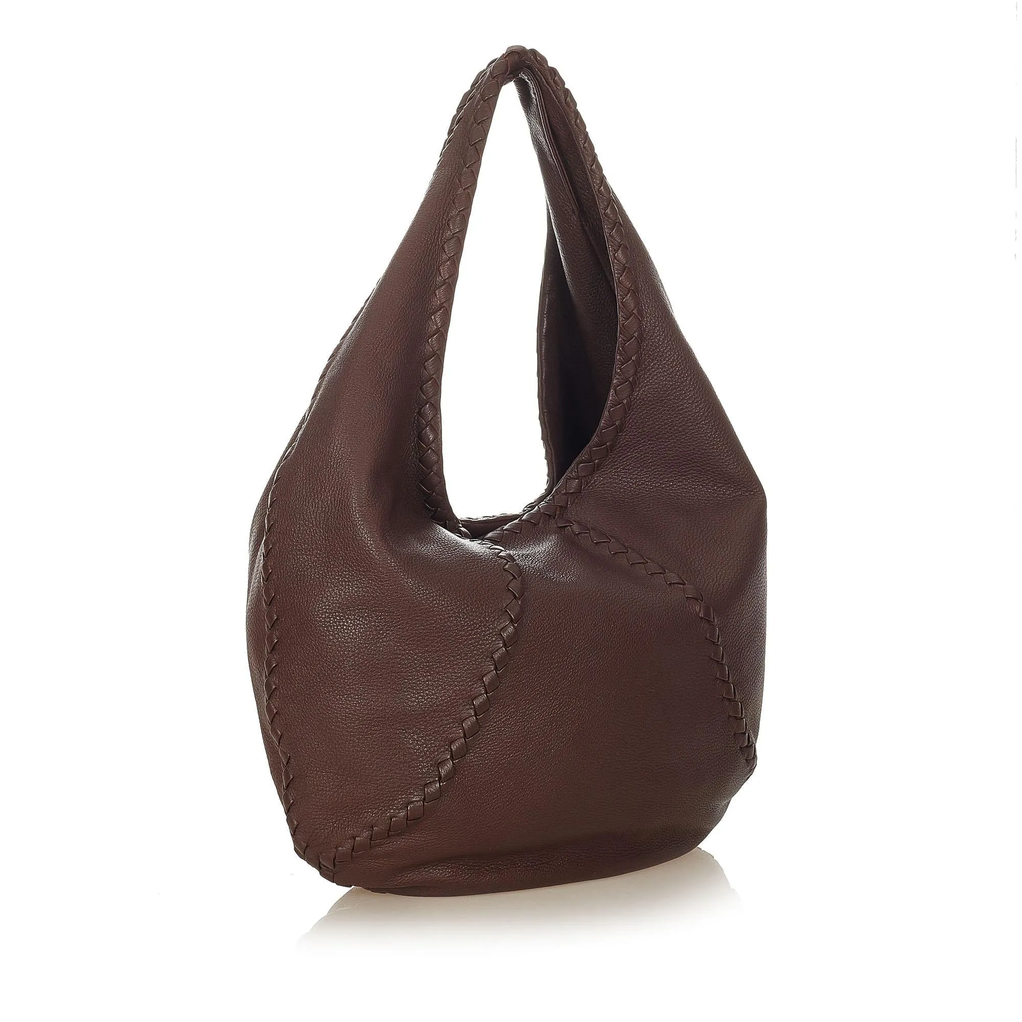 Bottega Veneta Baseball Leather Hobo Bag (SHG-22963)