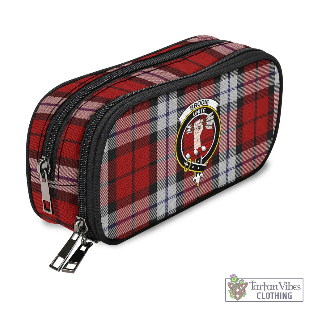 Brodie Dress Tartan Pen and Pencil Case with Family Crest