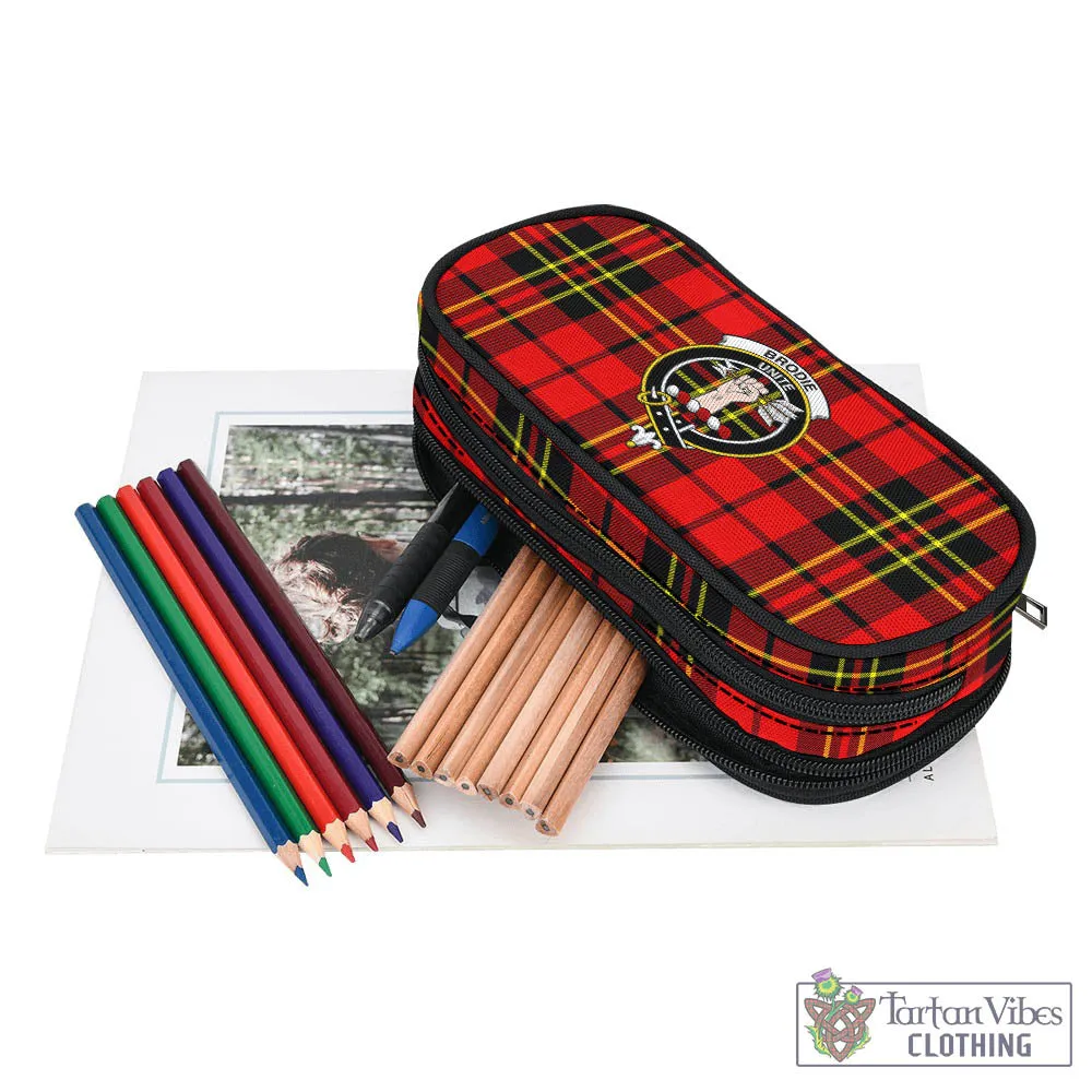 Brodie Modern Tartan Pen and Pencil Case with Family Crest