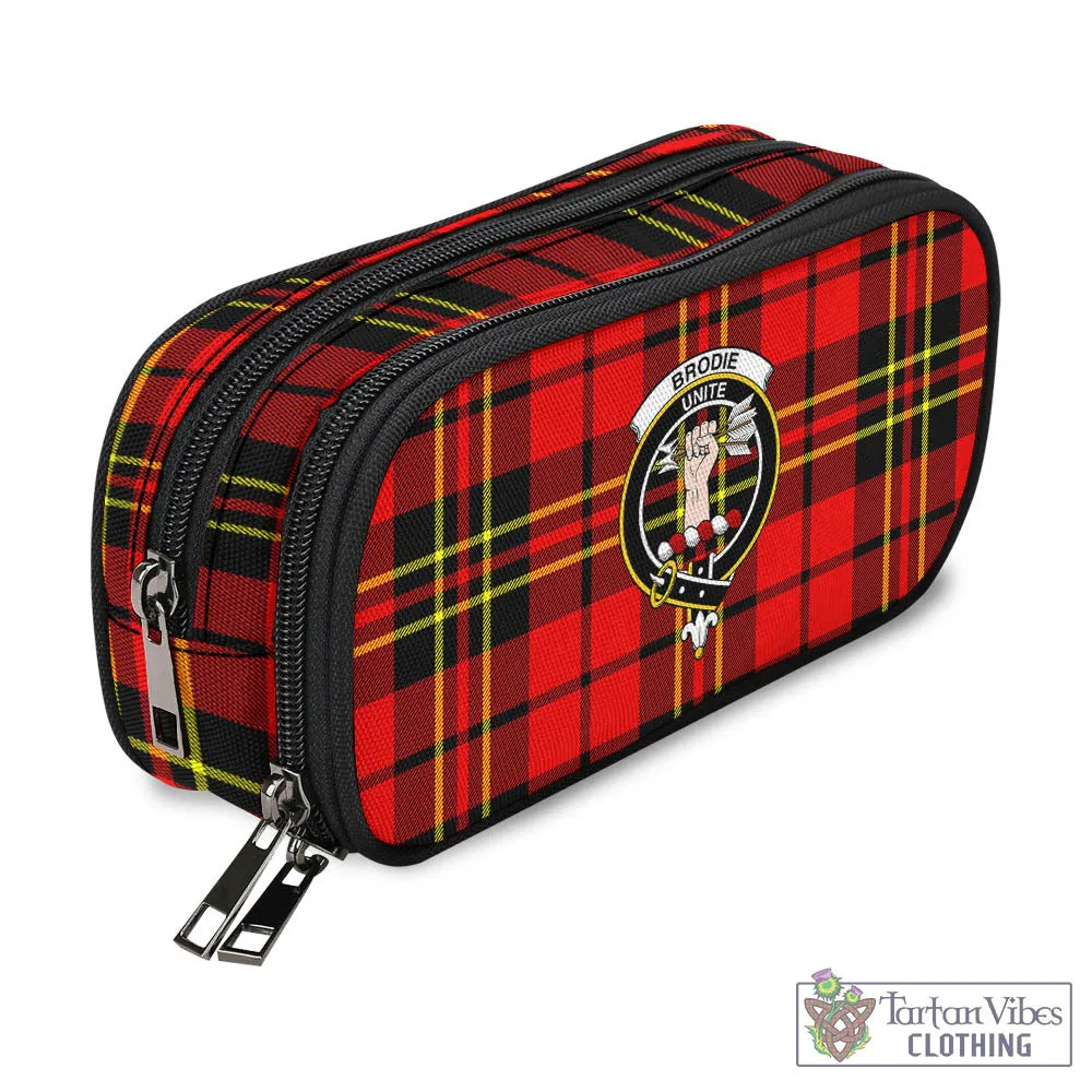 Brodie Modern Tartan Pen and Pencil Case with Family Crest