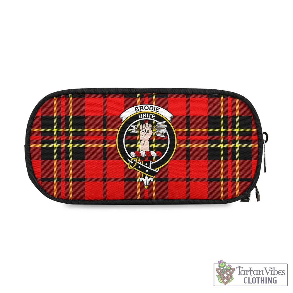 Brodie Modern Tartan Pen and Pencil Case with Family Crest