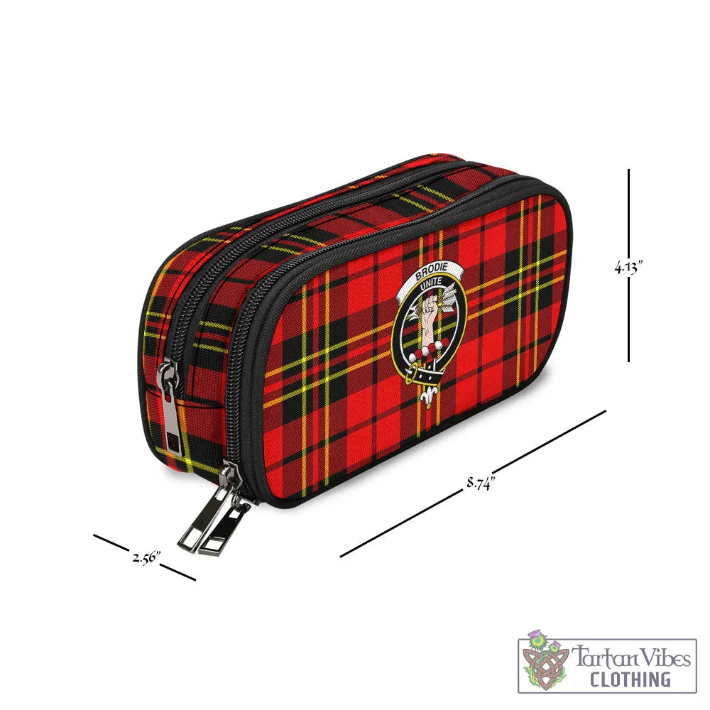 Brodie Modern Tartan Pen and Pencil Case with Family Crest