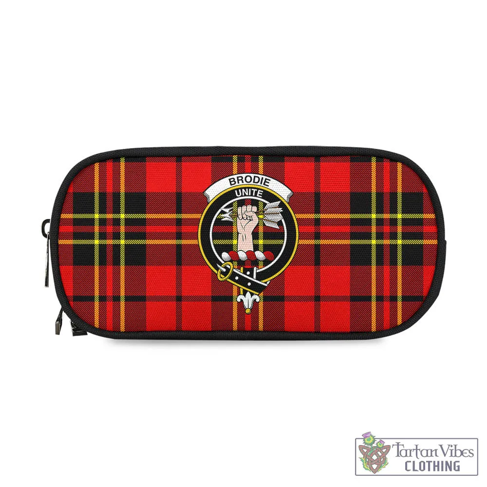 Brodie Modern Tartan Pen and Pencil Case with Family Crest