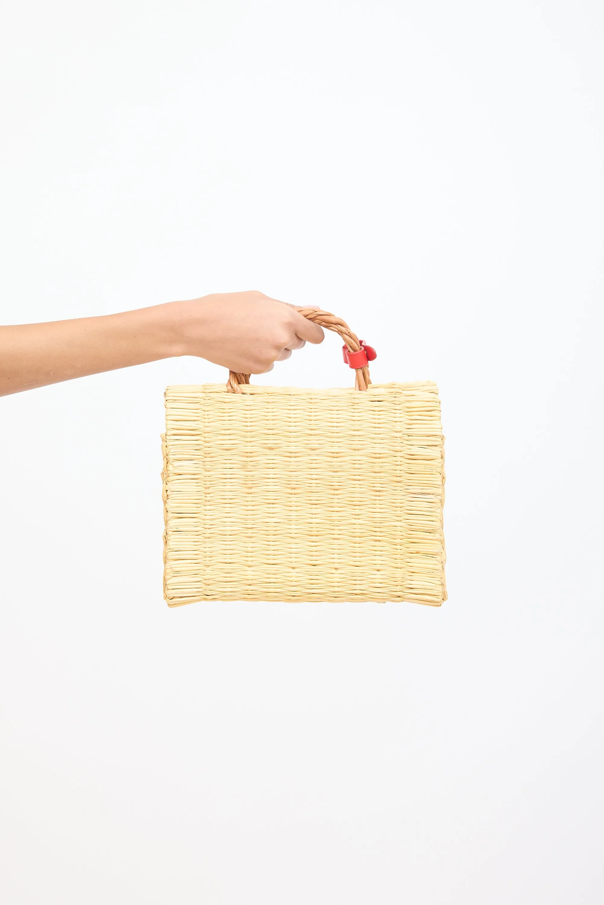 Brown & Multi Woven Reed Medium Shella Bag