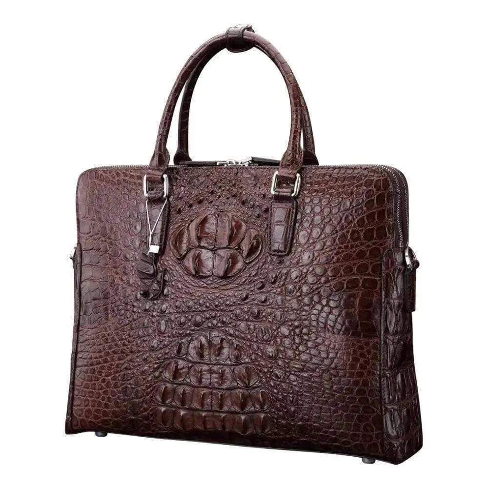 Brown Crocodile Leather Large Volumn Briefcase  Promenade Tote Bag    |  Rossieviren