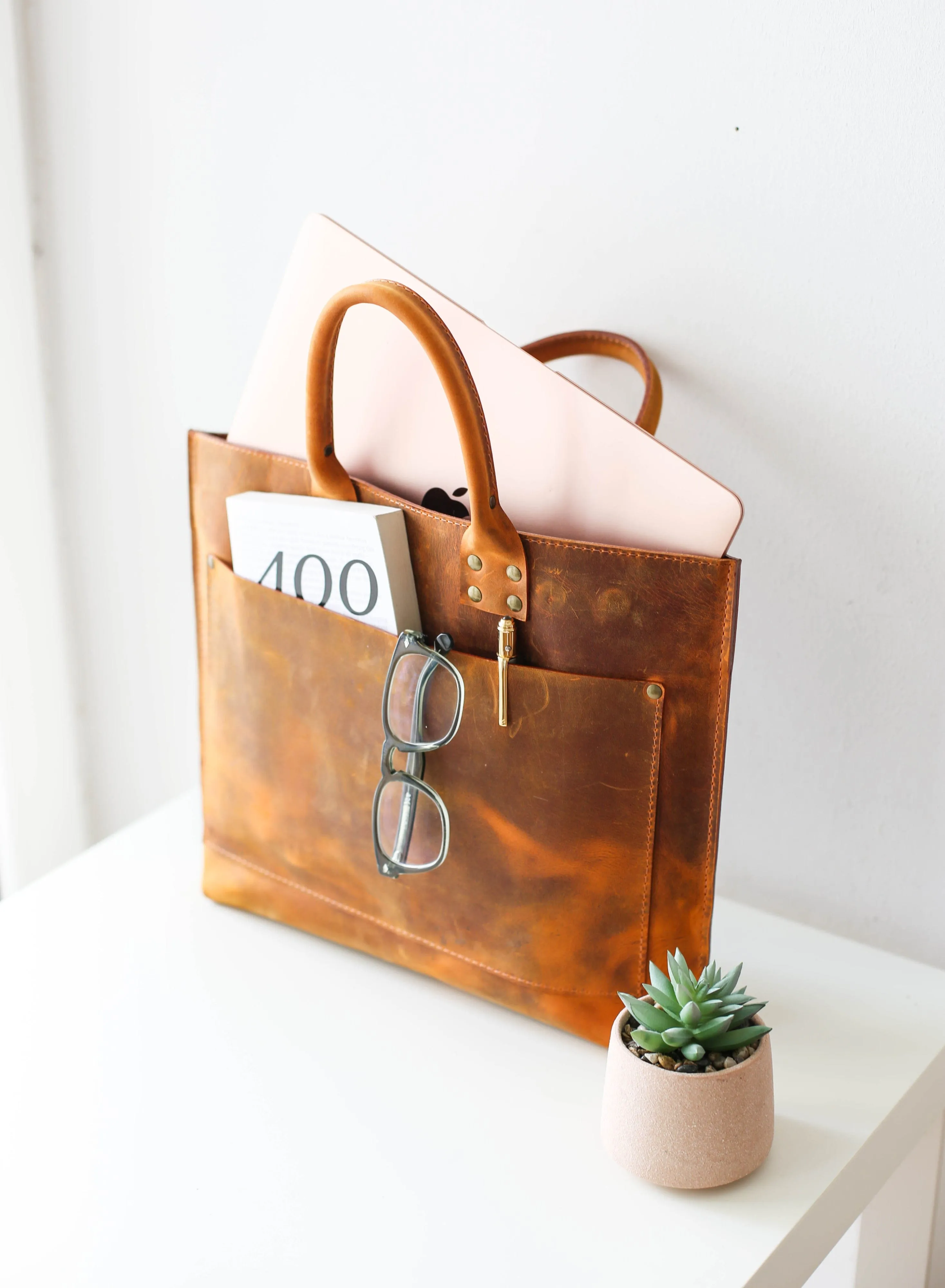 Brown Leather Laptop Bag - Leather Briefcase