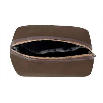 Canvas And Leather Toiletry Travel Kit Bag