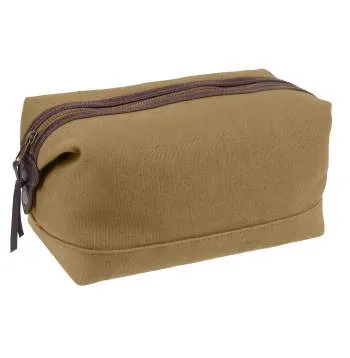 Canvas And Leather Toiletry Travel Kit Bag