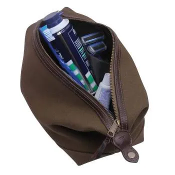 Canvas And Leather Toiletry Travel Kit Bag