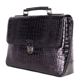 Cavalli Class Elegant Python-Print Calfskin Briefcase