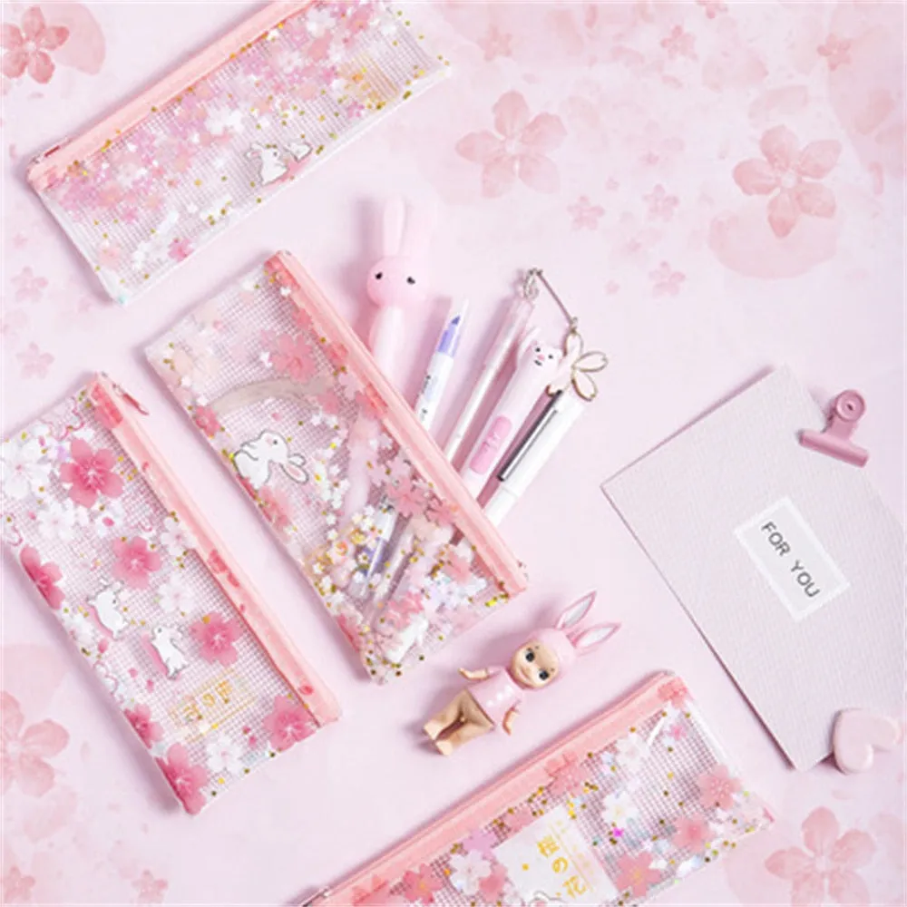 Cherry Blossom Bunny Pencil Bag