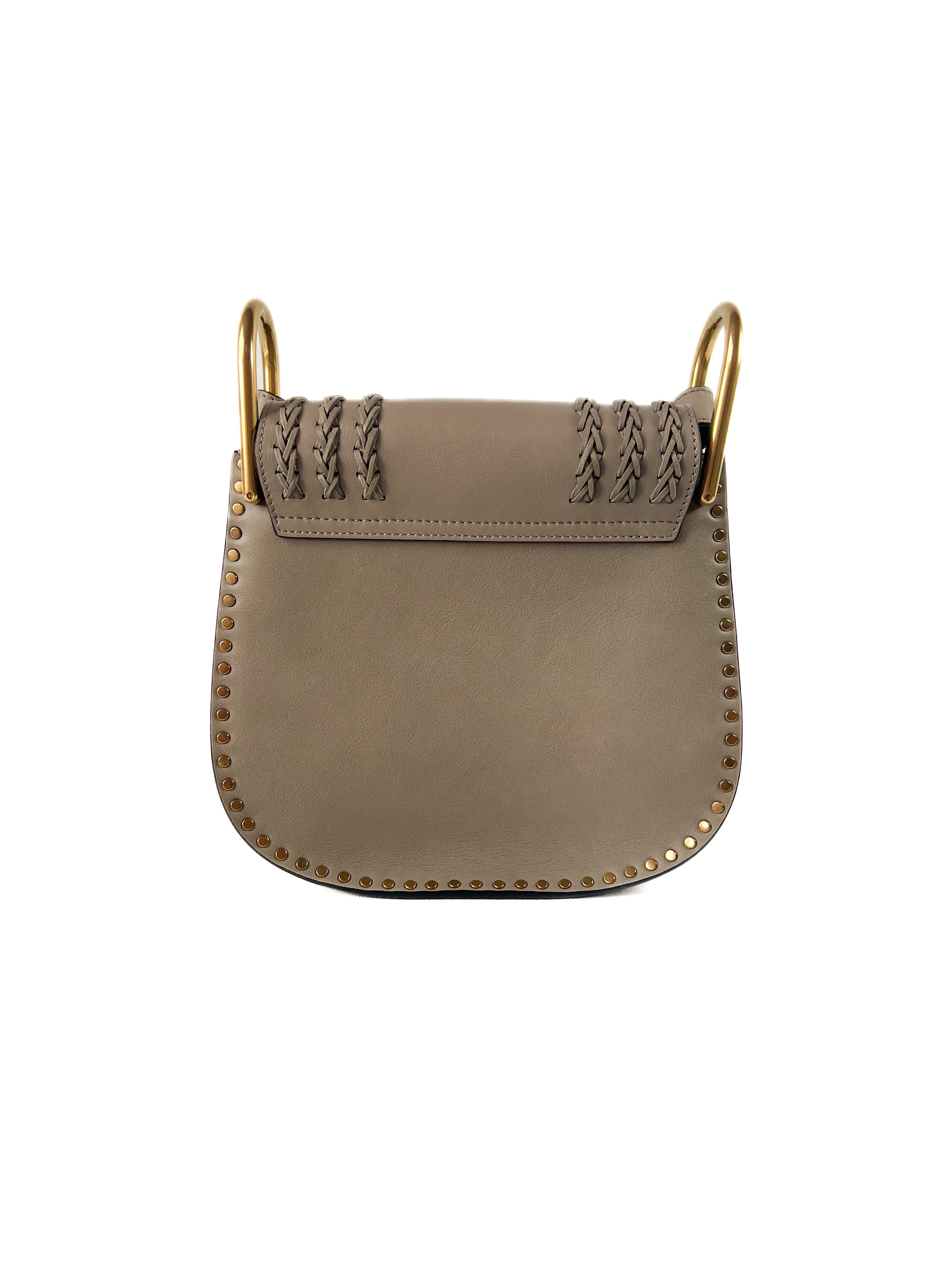 Chloé taupe studded whipstitch Hudson crossbody