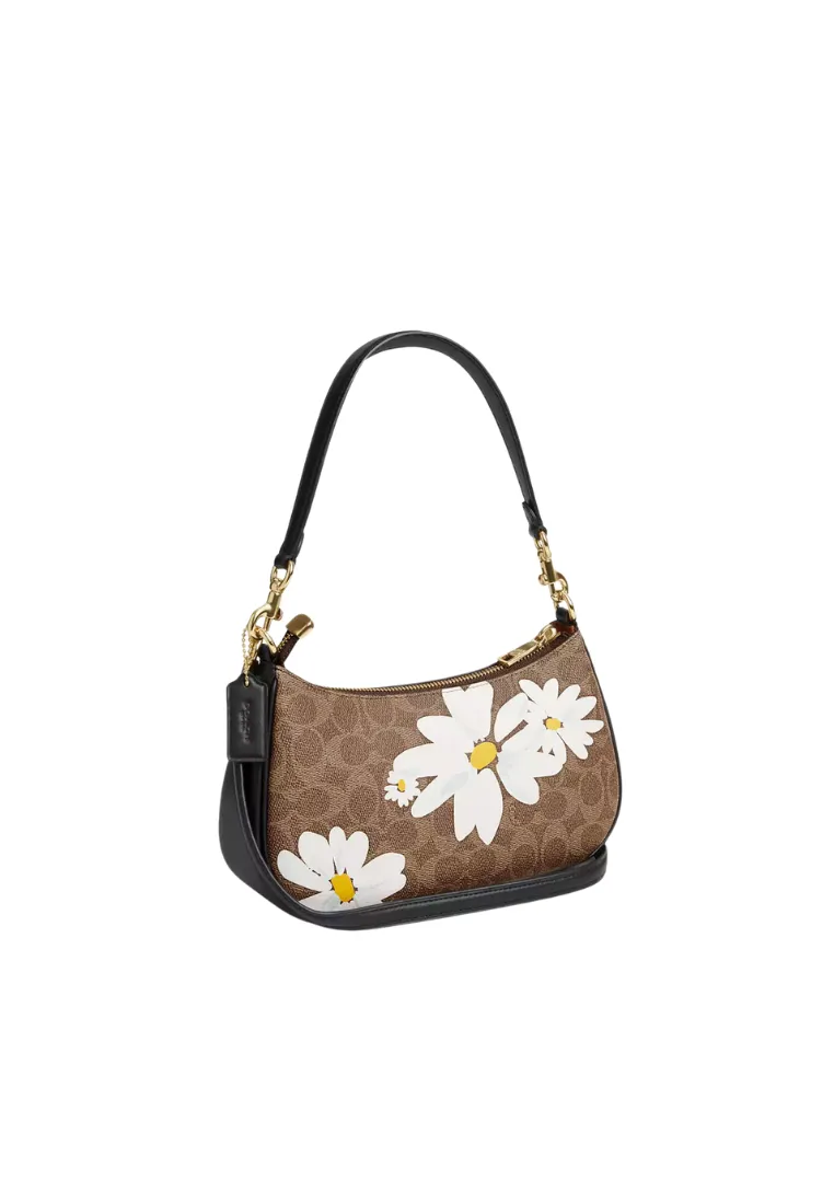 Coach Teri Shoulder Bag With Floral Print In Tan Multi CZ586